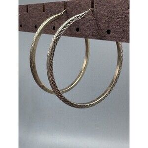 Gold Vermeil Textured Hoop Earrings Sterling Silver 1.75" Large Jordan MOM